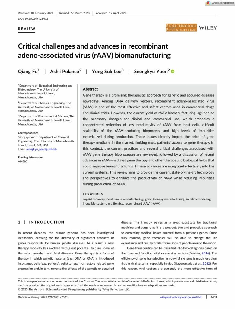 Critical challenges and advances in recombinant adeno-associated virus (rAAV) biomanufacturing, Biotechnol. Bioeng.