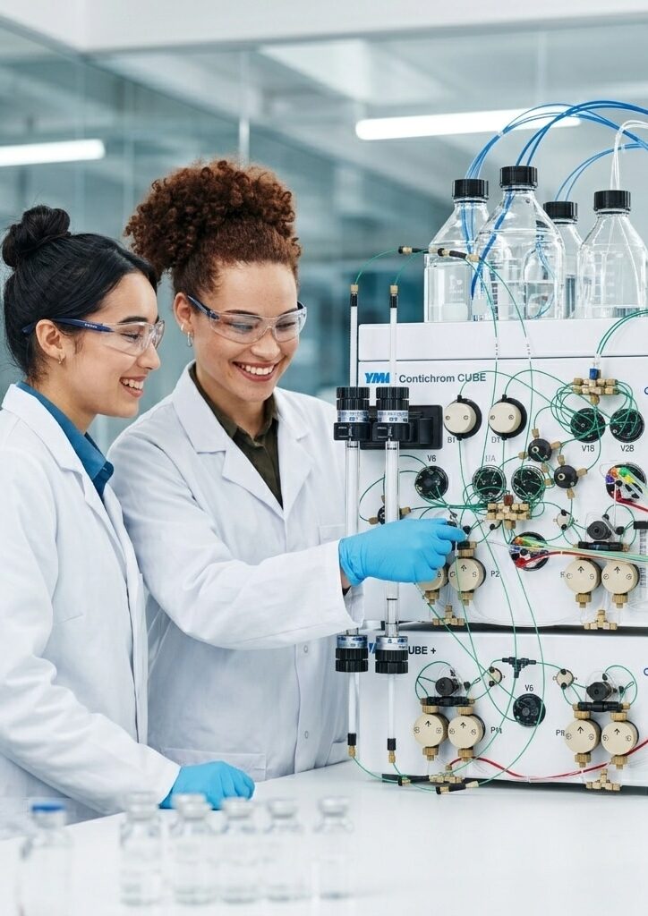 Contichrom CUBE with scientists in a laboratory
